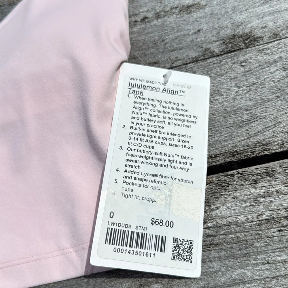 lululemon Align Tank‎ Top strawberry milkshake pink size 0 xs $68 - Picture 3 of 7